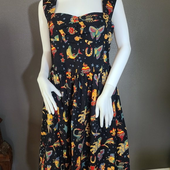 Vintage Black Roses Retro Nautical Tattoo Dress - Picture 2 of 7